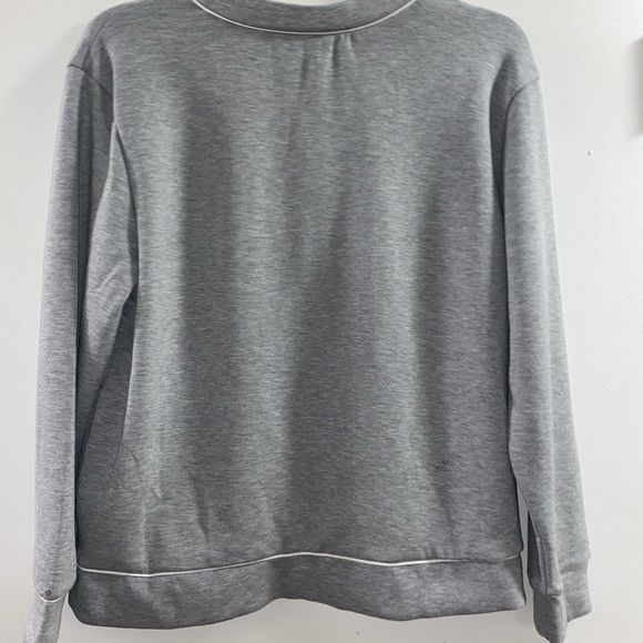 All in Motion Heather Gray Cardigan with White Trim - Picture 2 of 6